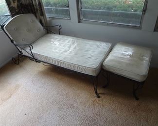 VINTAGE PORCH FURNITURE CHAISE LOUNGE WITH FOOTSTOOL