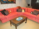 Mid-century sofa, coral, like new!!