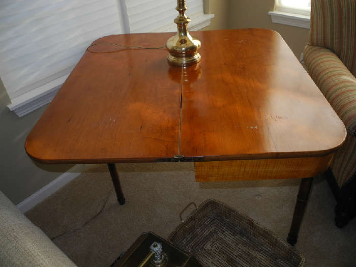 Antique table opened up