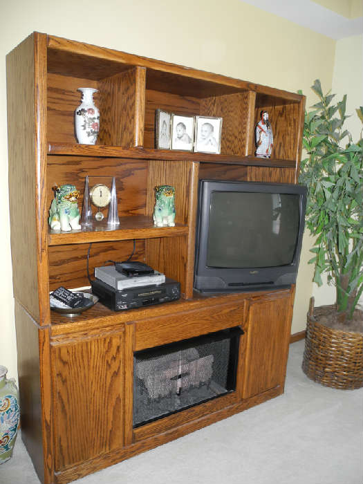 This piece has a built in fireplace!
