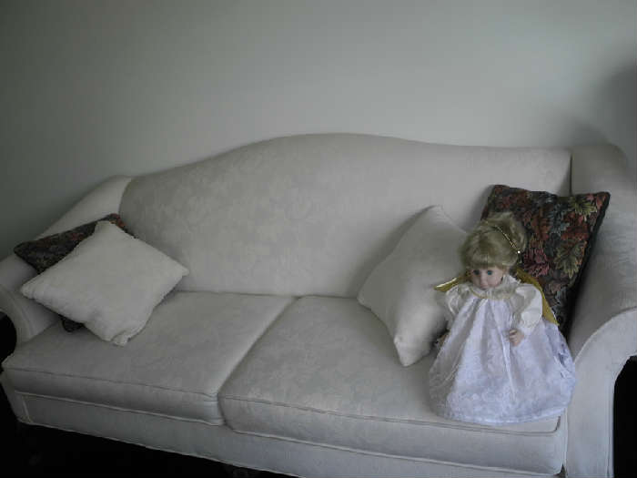 Beautiful white camel back sofa and loveseat