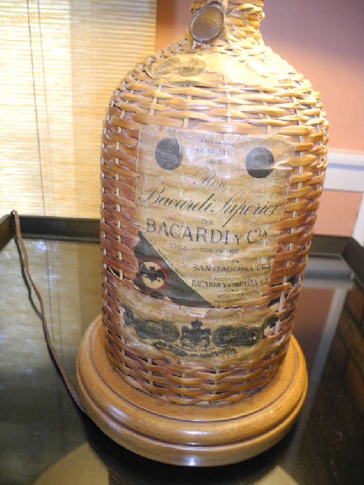 Bacardi rum bottle lamp, unique!
