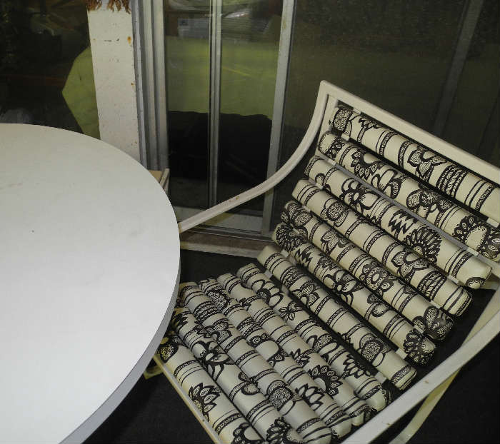 Very cool black and white patio set, currently in screened in porch