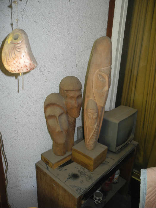 Many sculptures by the artists