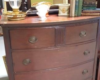 Mahogany chest &  mirror on stand
