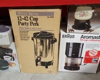 New in box small appliances, 42 cup coffee maker