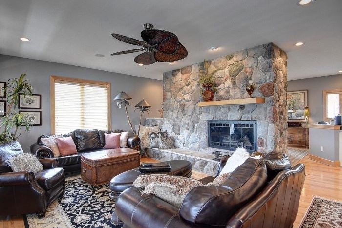 Haverty’s leather sofas and recliner