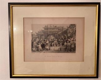 19th century Asian print of genre scene $40 - Call or Text for Updated Discount Price - 