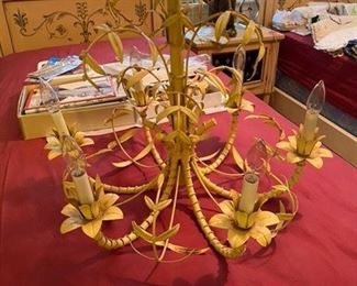  Retro yellow chandelier Bamboo style $100 -  Call or Text for Updated Discount Price - 

