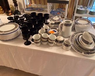 Black and White china set $150 -Call or Text for Updated Discount Price - 
