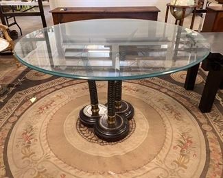 $495 - iron gazelle legs glass top round table - call for new updated discount price. 