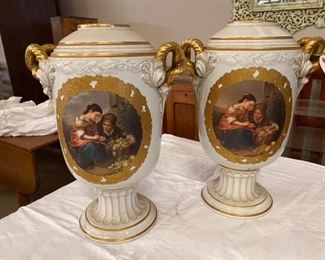 Possibly Austrian porcelain urns