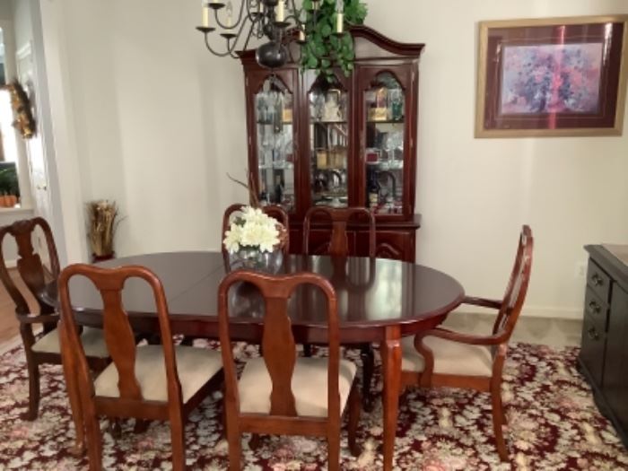 This clean dining room set is available for pre-purchase by calling or texting Smitty at 410-336-0277. Additional photos and dimensions are at the very end of the photos for the sale. 