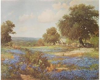Provenance: A Hollywood Park, TX Estate.
Porfirio Salinas (1910-1973), Bluebonnets, lithograph, unframed and rolled in sleeve

30"h x 34"w