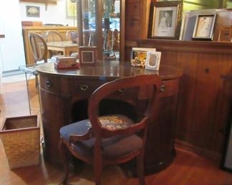 mahogany desk ,Victorian chair
