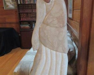 Hand carved American Indian sculpture on base