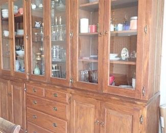 EXTRA LARGE 2 - PIECE HUTCH - SHOW CASE - LOTS OF STORAGE - GREAT FOR A BUSINESS - OFFICE - GREAT STATEMENT PIECE
