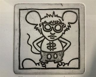 KEITH HARING Signed Andy Mouse Lithograph