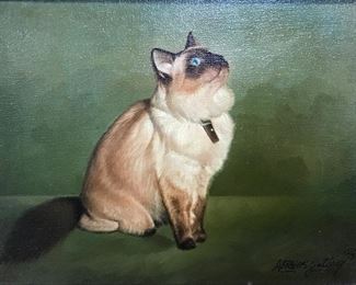 ABRAMS GALLERY Signed Oil on Canvas Cat Painting