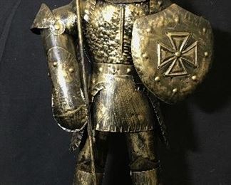 Metal Statue of Knightly Armor with Halberd