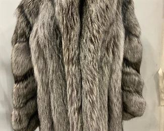 Luxury White & Grey FOX FUR Half Length Coat