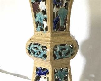 Hand Painted Large Ceramic Pedestal Plant Stand