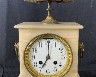 Antique French Marble Gilt Mantle Clock