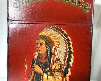 Painted Red Native American Hanging Wall Cabinet