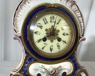 Antique Painted French Porcelain Clock
