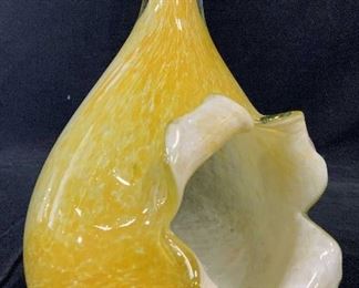 Hand Crafted Yellow Gold Art Glass Sculptural