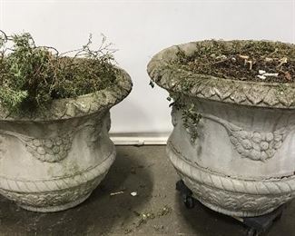 Pair Grand Stone Outdoor Planters
