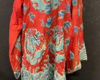 Vintage Red Chinese Style Embroidered Court Robe
