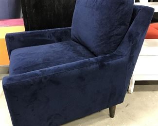 West Elm Blue Suede Footed Armchair