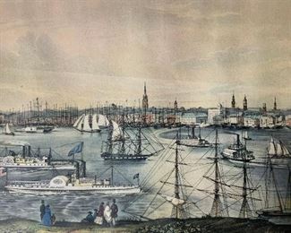 CURRIER & IVES View of New York Lithograph