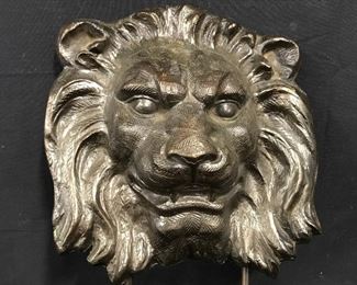 Cast Iron Lion Face Mounted Sculpture