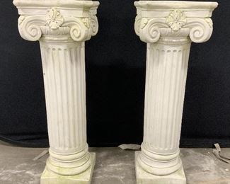 Pair Large Carved Stone Columns