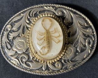 Belt Buckle Accessory with Preserved Scorpion