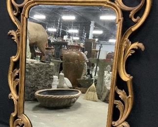 Vintage Carved Wood Frame Mirror, Italy