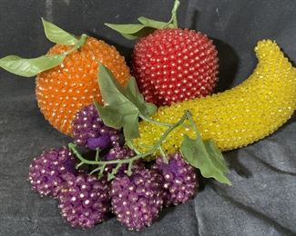 Group Lot Retro Hand Beaded Fruit Decorative Acc