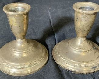 Pair Weighted Sterling Plated Candle Holders