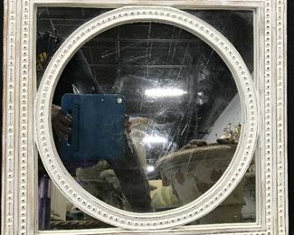 Wood Frame Mirror W Circular Inner Frame