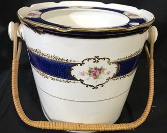 Vntg Crescent England Porcelain Bucket w Handle