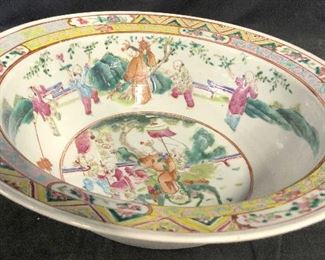 Vintage Asian Hand Painted Centerpiece Bowl