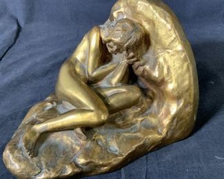 Metal Bookend with Female Nude Figural