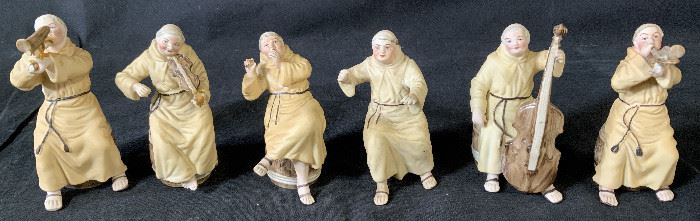Set 6 Ceramic Monk Figurines, Germany