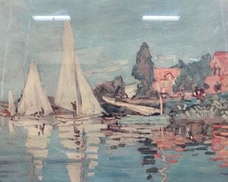 Monet Boats at Argenteuil Artwork Print