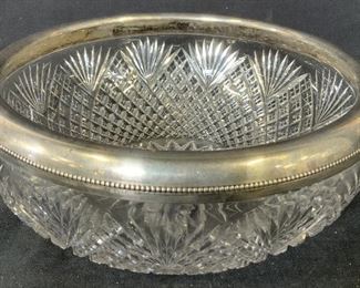 Crystal Bowl with Sterling Silver Rim