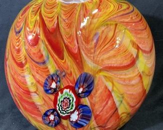 Colorful Art Glass Vase Vessel