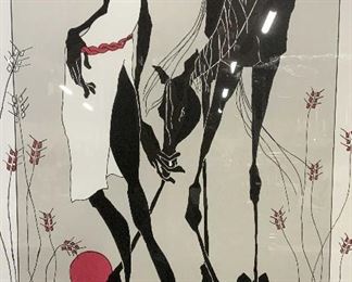 YOUVAL Signed Israeli Artwork Woman & Horse