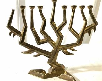 Weighty Sculpted Brass Menorah, Israel